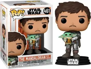 Funko Pop Collectible Figure Mandalorian Mando hold Child Star Wars Theme 95 mm Height