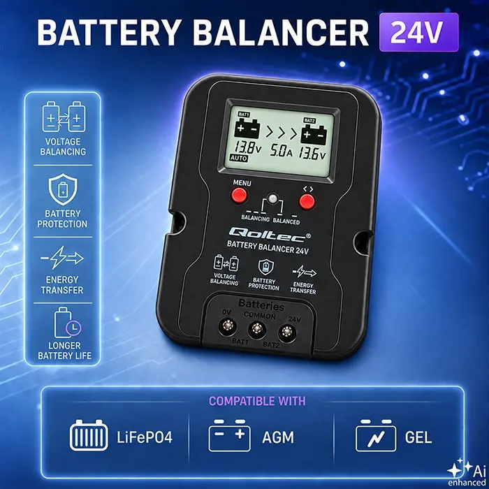 QOLTEC Voltage Balancer for 24V Batteries AGM GEL LiFePO4 Photo 2