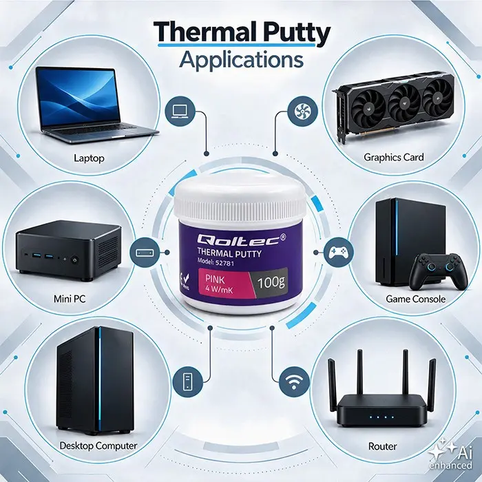 Qoltec Thermal Putty 4 W/m-K 100g Pink Thermal Compound Photo 3