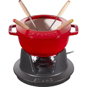 Staub 40511-973-0 Red Cast Iron Fondue Set 16 cm