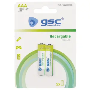 GSC evolution Rechargeable HR03 AAA 1.2V 800mAh Battery 2pcs Blister