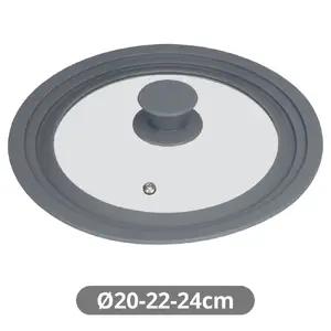 Vassary Universal pan lid 20/22/24 cm glass and silicone with steam release valve
