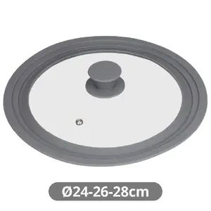 Universal Pan Lid 24/26/28 cm Vassary Glass and Silicone 280 mm with Steam Valve