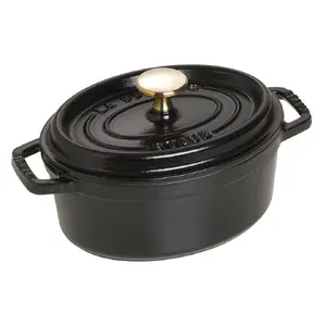 Cast iron oval pot 1 lt Black