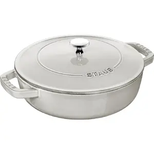 Deep braising pan with lid Staub - 24 cm, White truffle