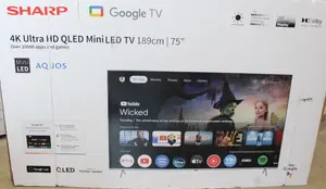 Sharp 75JP7265E 75 Inch 189cm 4K Ultra HD QLED MiniLED Smart Google Television with Harman Kardon Speaker System