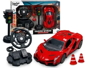 Artyk R/C Car 24 см с рулем педалями светофором и конусами резиновыми шинами LED подсветкой и звуковыми эффектами