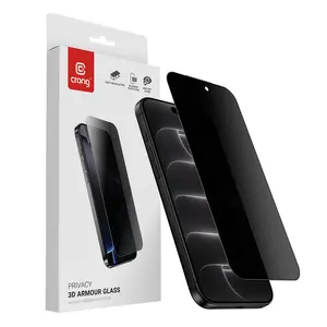 Crong Aizsargstikls Privacy 3D Armour Screen Protector Apple iPhone 18 Pro Max Spīdīgs Alumīnija silikāts ar privātuma filtru 1 gab