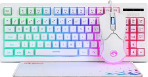 Marvo LOOT 30 White Gaming Set with TKL Membrane Keyboard 87 Keys Anti-Ghosting RGB, 7D Mouse 7200 DPI, and Mouse Pad
