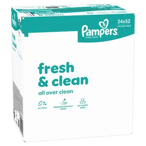 Pampers Fresh Clean bezplastmasas mitrās salvetes mazuļiem 24 iepakojumi 1248 salvetes