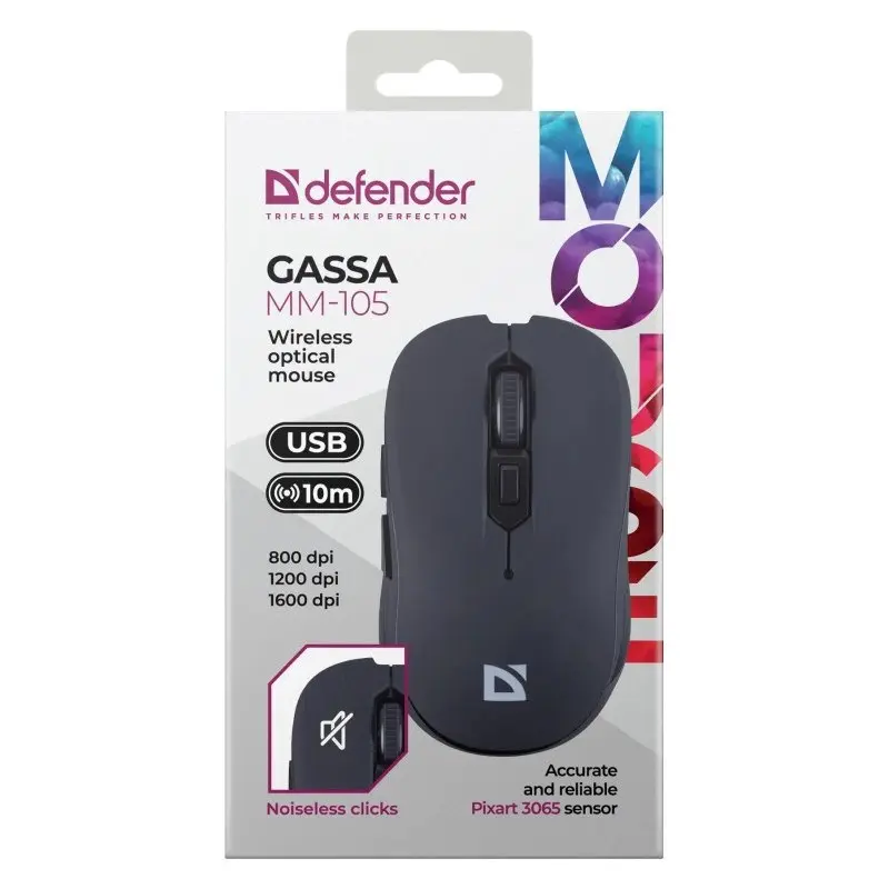 Bezvadu pele DEFENDER GASSA MM-105 Melna Photo 5