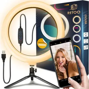 Retoo E220 LED Selfie Ring Lamp Tripod 11cm 7W 3 Lighting Modes 5V USB