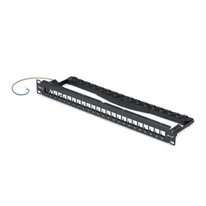 StarTech C6PANELSTP241U 24 Port 1U Blank Keystone Patch Panel with Cable Management Bar Rackmount for RJ45 STP Ethernet Network Jacks Black