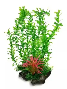 Terra Natura Aqua Natura Plastmasas akvārija augs zaļā hlorella un sarkanā zāle 38 cm