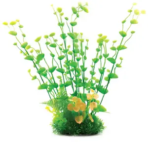 Terra Natura Aqua Natura 33 cm zaļi dzelteens plastmasas akvārija augs ar smalkām lapām