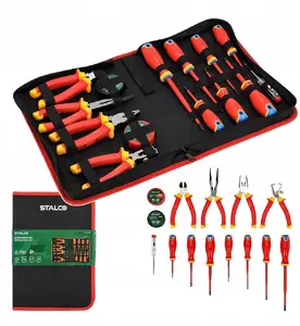 Stalco 14-piece insulated 1000V VDE tool set including screwdrivers, pliers, tester, and tapes S-14466