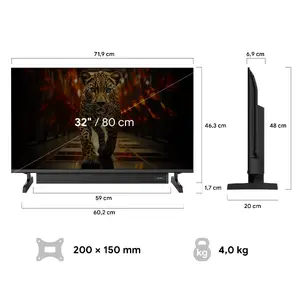 DYON Ultimax 32H-TI-WS 32 Дюйма HD Smart LED Телевизор Черный Wi-Fi