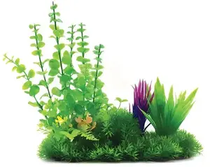 Terra Natura Aqua Natura Plastmasas akvārija augs zaļš ar violetu 12-31 cm