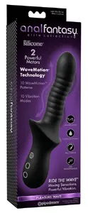 analfantasy Pleasure Wave Black Anal Vibrator with 10 WaveMotion Patterns 10 Vibration Modes IPX6 Waterproof Rechargeable Silicone ABS