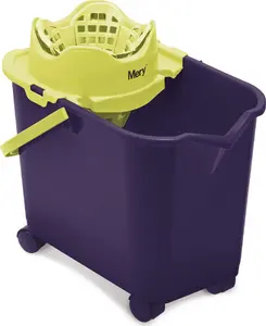 NPC Polska Mery Rectangular Wheeled Bucket with Wringer 20 L Purple and Lime