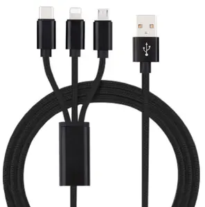Insmat 133-1003 USB cable 1.2 m USB A to USB C Micro-USB B Lightning Black