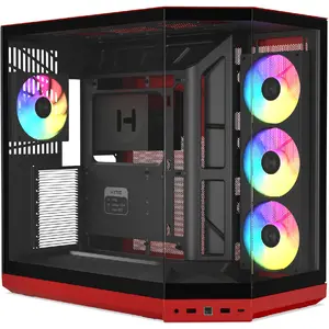 HYTE Y50 Wild Cherry Computer Case Red Tempered Glass RGB Fans