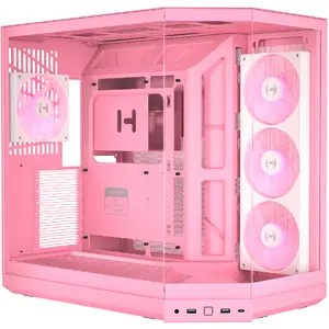 HYTE Y50 Strawberry Milk computer case light pink tempered glass x 3
