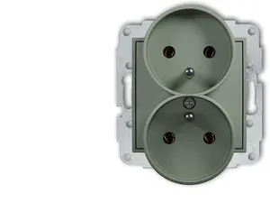 Karlik MINI 61MGPR-2z Double Socket Mechanism with Grounding Sage Green