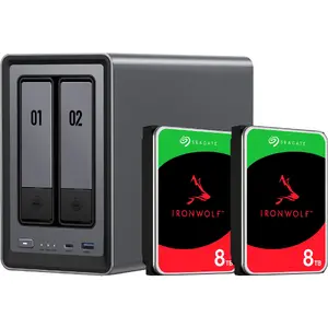 UGREEN DXP2800 NAS Server with 2x 8TB Seagate IronWolf HDD and 2.5 Gbit Ethernet