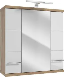 Sienas vannas istabas skapītis Deftrans Bari E70 70x25x72 cm brūns balts skaidu plātnes ar 6 plauktiem un 2 rokturiem