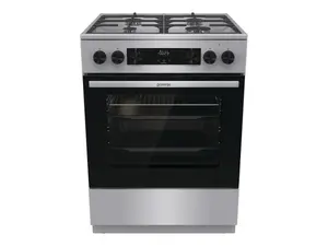 Gorenje G600 GK6C4XF Brīvi stāvoša plīts Gāzes virsma 4 zonas Cepeškrāsns 71 L Energoefektivitāte A Melns Nerūsējošais tērauds Platums 600 mm