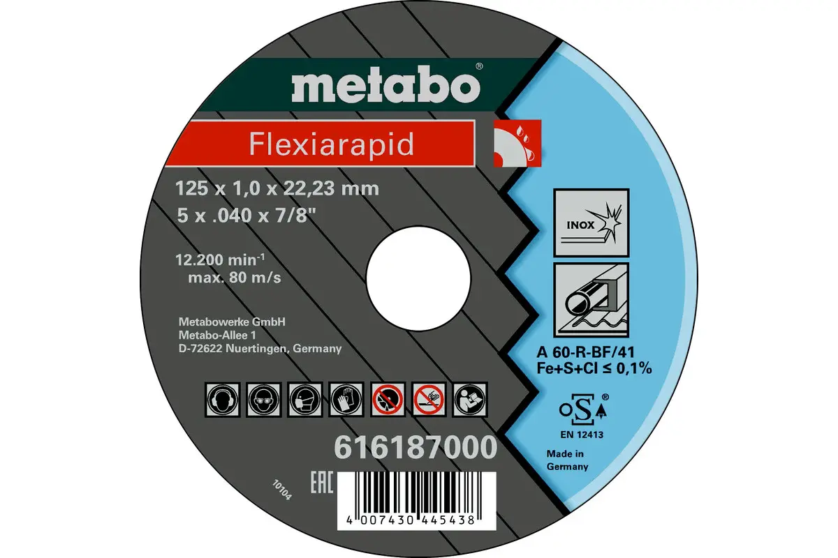 Metabo 616187000 Griešanas disks nerūsējošajam tēraudam
