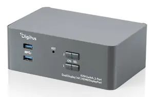DIGITUS DS-12865 2 portu dubultā ekrāna 4K HDMI DisplayPort KVM slēdzis