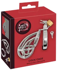 fetish collection Cock Cage Stainless Steel with Lock and 3 Keys Length 7 cm Inner Diameter 3.5 cm Ball Ring Diameter 4.4 cm Weight 158 g