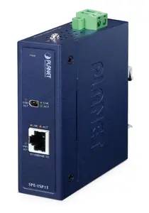 PLANET SPE-1SP1T Industrial Single-Pair Ethernet Media Converter 1-Port 10BASE-T1L and 1-Port 10/100BASE-TX with IEC 63171-2 SPE Connector Metal Housing IP30 Blue