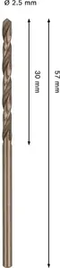 Format Twist Drill Bit HSS-Co Cylindrical 2.5mm