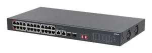 Неуправляемый сетевой коммутатор Dahua S3226-24ET-375 с 24 портами Fast Ethernet RJ-45, поддержкой Power over Ethernet PoE, бюджетом 375 Вт