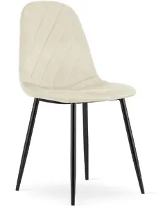Domartstyl ASTI Upholstered Chair with Velvet Fabric in Beige Finish