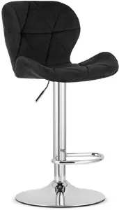 Bar stool LEOBERT West black velvet upholstery chrome base