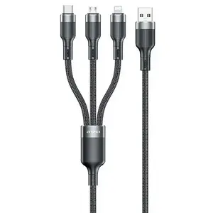 AWEI CL-975 3-в-1 Кабель для передачи данных и зарядки USB-A на USB-C Lightning Micro USB 100Вт 1.2м Черный