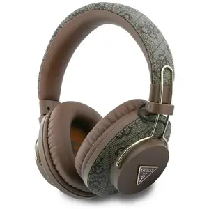 GUESS Triangle Logo Bluetooth Over-Ear Headphones Brown ENC IPX4 45 Hours Playtime