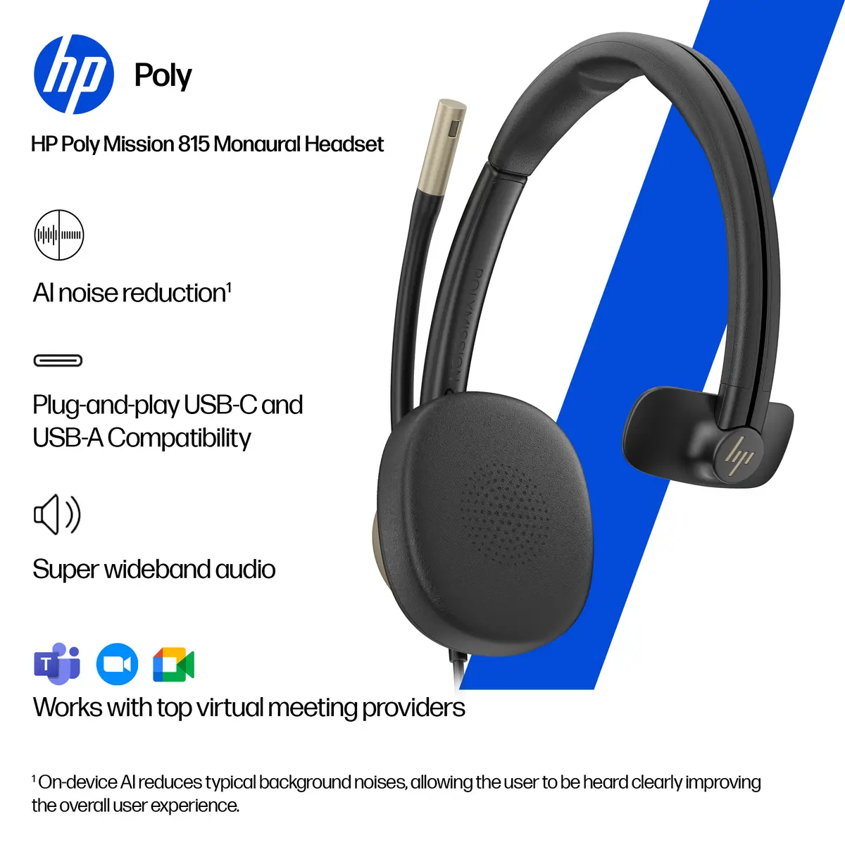 HP Poly Mission 815 Wired Headset Photo 13