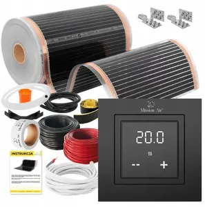 DEVI IR Silver Sildīšanas paklāja komplekts 160W 2m² platums 50cm ar Aries LCD Black termostatu