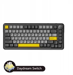 Ajazz AK820 MAX PLUS Wireless Mechanical Gaming Keyboard with Daydream Switch Black-Gray-Yellow 3-Mode Display RGB