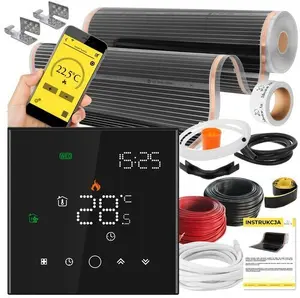 DEVI Heating Mat Kit IR SILVER 160W 2m² Width 100cm with Leo Black Thermostat