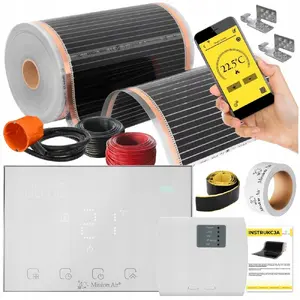 DEVI Heating Mat Set IR SILVER 160W 1m² Width 50cm with Gemini White Thermostat