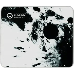 Игровой коврик для мыши LORGAR LRG-MPA14M с черно-белым принтом и двойной строчкой краев