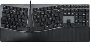 Perixx PERIBOARD-535 II DE RD, kabelgebundene mechanische Ergo-Tastatur, rot (PERIBOARD-535 II DE RD)