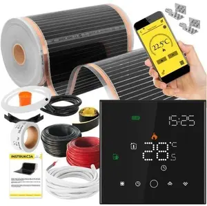 DEVI Heating Mat Kit IR Silver 160W 3m² Width 50cm with Leo Black Thermostat