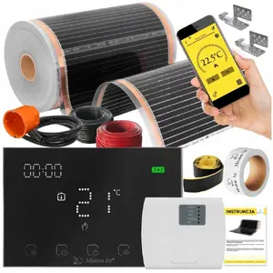 DEVI Heating Mat Kit IR Silver 160W 1m² 50cm width with Gemini Black Thermostat
